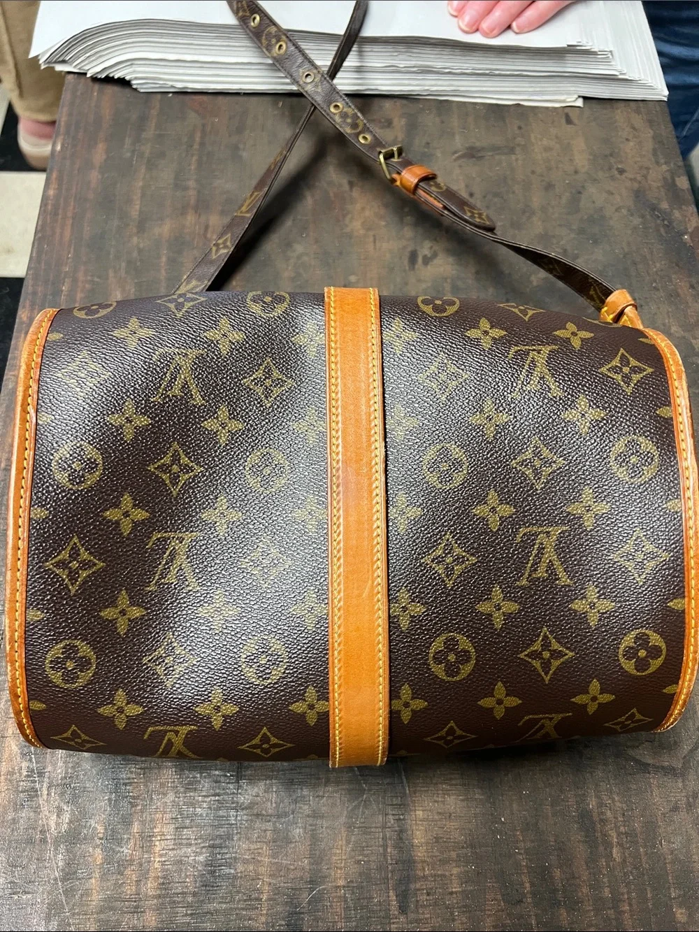 Louis Vuitton Monogram Shoulder Bag in Brown and Tan Leather